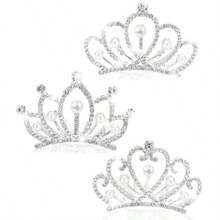 Mini Crowns Pearl Tiaras Mini Tiara Headband Rhinestone Princess Hair Accessories Tiny Crown Hair Clip Small Tiara Crown Headband For Women Birthday Party Halloween Wedding Doll Decor 3pcs - 如圖 - 查看 2