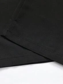 男士纯色抽绳腰斜口袋垂坠效果休闲裤 - 黑色 - 查看 4