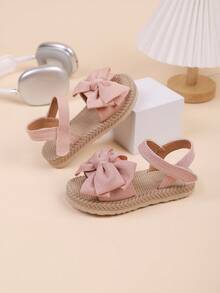 New Summer Girls Cute Fashion 1 Pair Girls Bow Magic Tape Design Flat Bow Cute Sandals Suitable For Summer - Pink - View 1