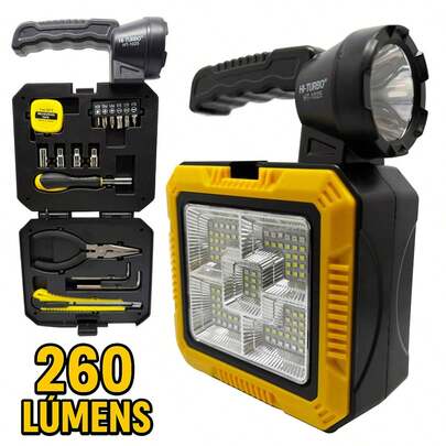 Lanterna Solar Com Caixa De Ferramenta Power Bank Recarregável LED Acampamento Pesca Acampamento