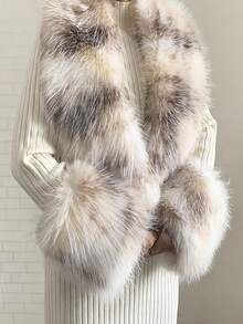 1. Faux Fur Collar & Cuff Set, Warm Faux Fur Scarf, Fluffy Oversized Furry Shawl Wrap For Women In Winter, Suitable For Dresses, Christmas Decoration - Multicolor - View 8