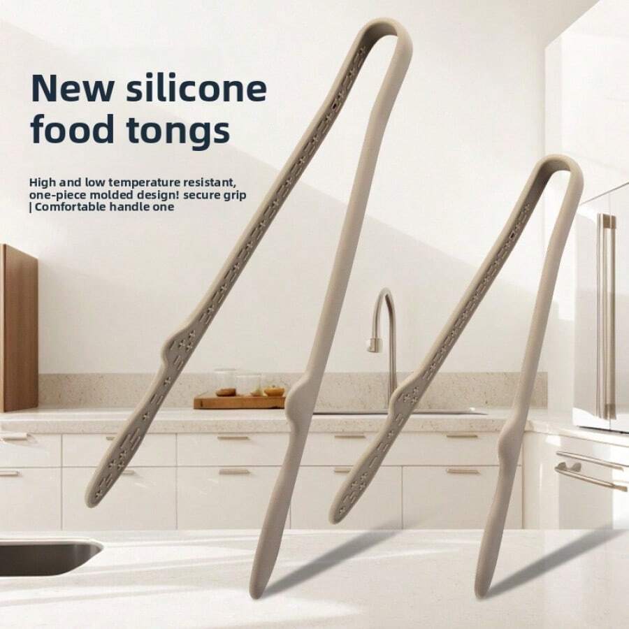 1pc Silicone Kitchen Tongs, Suitable For Baking, Bread, Picnic, Camping, Ice Cubes - Large Size 28cm - View 1