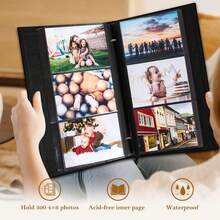 Photo Album 6x4 Slip In, Linen 300 Pockets Photo Albums Holds Landscape Only 10x15cm Picture Blue - Grey - View 11