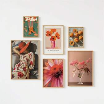 1pc Unframed Botanical Print Colorful Wall Art Gallery With Girly Wall Art Aesthetic Room Decor Floral Print Apartment Decor Bedside Art