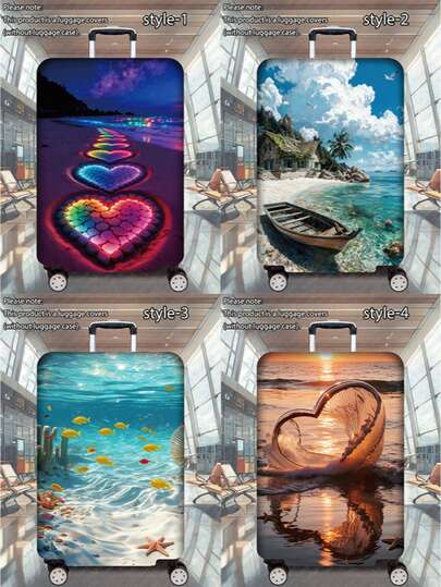 1 Pc 300g/M2 Landscape Series Printed Thickened Suitcase Cover, A Thickened Luggage Accessory, Perfect For Business Trips, Vacations, Travel, Checked Luggage, And Back-To-School Travel, Adding A Touch Of Class To Your Suitcase. Suitable For 20-28 Inch Suitcases.