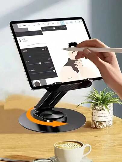 360° Rotating Metal Base Laptop Stand, Portable Phone & Tablet Holder, Foldable Desktop Phone & Tablet Stand For Tablets And Phones, Clever Design Portable Desk Stand For Reading And Learning