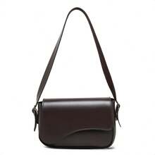 Stylish Women's Baguette Shoulder Bag With Front Detail - 鏽棕色 - 查看 3