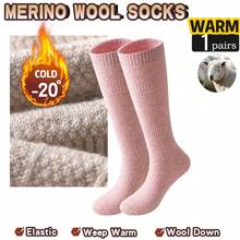 1/3 Pares de Meias Femininas Acima do Joelho, Meias Longas Brancas Grossas e Quentes em Mistura de Lã para Outono/Inverno, Adequadas para Uso Diário com Saias JK, Um Par de Meias Surpreendente e Confortável - Multicolorido - Ver 9