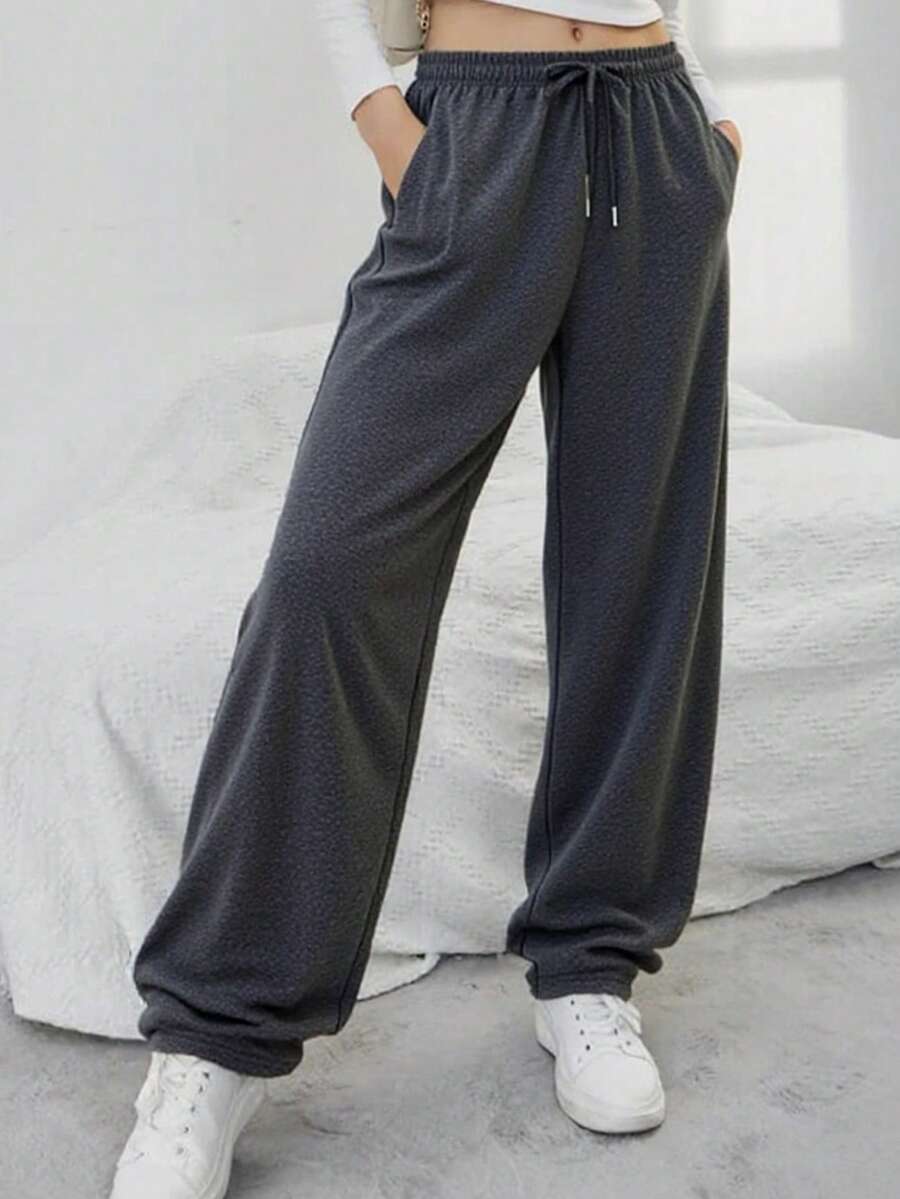 女士户外长裤，保暖内衬，防风，直筒裤型，抽绳腰带设计，适合寒冷冬季穿着 - 黑色 - 查看 1