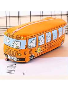 1 pieza Estuche para lápices de autobús de gran capacidad con diseño de dibujos animados, estuche para lápices, estuche para lápices de coche, estuche para lápices de autobús para estudiantes, caja de papelería