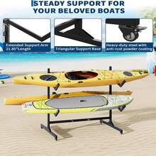 PeakPursuit Freestanding Kayak Storage Rack, Heavy Duty Kayak Racks For Garage And Outdoor Storage, Storage Rack For Kayak, Canoe, Surfboard & Paddleboard  Kayak Storage Rack -Storage Rack For Kayaks Or Canoes - Premium Kayak Stand For Outdoor And Indoor - Heavy Duty Kayak Holder - Adjustable Kayak Storage Stand - Double-sided and Double-layered - View 4