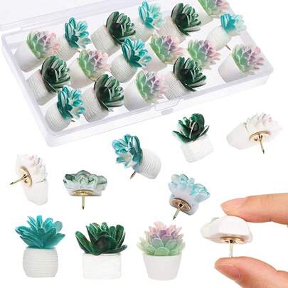 20pcs Succulent Push Pins Decorative Thumb Tacks Office Supplies For Cork Board Organization Photos Wall Maps Bulletin Board Cork Boards Classroom Home Crafts Fabric Marking