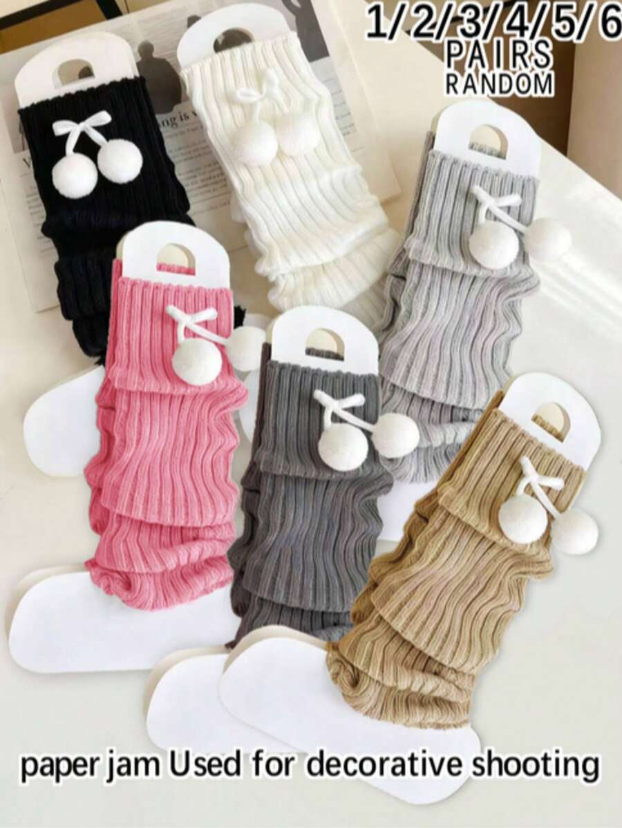 1/2/3/4/5/6 Pairs Women Thick Warm Fashion JK Style Over-The-Knee Leg Warmers, Autumn/Winter (Shipped Without Card)