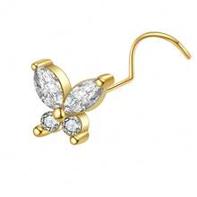 4 piezas / 1 pieza Conjunto de pendientes de nariz con forma de corazón y mariposa - Joyería de piercing de nariz de 20G CZ para mujeres, pin de piercing de fosa nasal - Tornillo de nariz - Ver 18