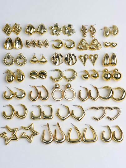 5/10/15Pairs/Lot Fashion Gorgeous Charming Women Men Earrings Geometric Water-Droplets Heart-Shaped Circles Flowers Styles Engagement Wedding Proposal Gifts Romantic Datings Daily Wearing Accessories