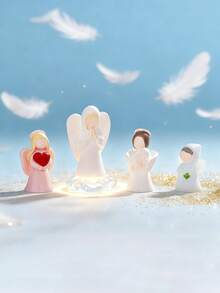 4/8 件迷你树脂天使雕像，微型守护天使雕像装饰品，适用于 DIY 仙女花园、秋季、冬季、感恩节、圣诞节装饰、家庭办公桌、感官箱、收藏品展示、汽车内饰配件、生日派对礼物 - 彩色 - 查看 2