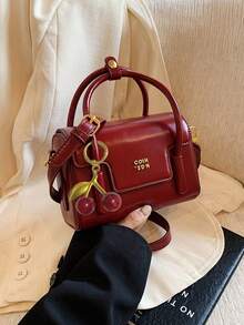 Luxury Elegant Box Bag For Women, New Fashion Handbag, Retro Red Color Shoulder Crossbody Small Square Bag