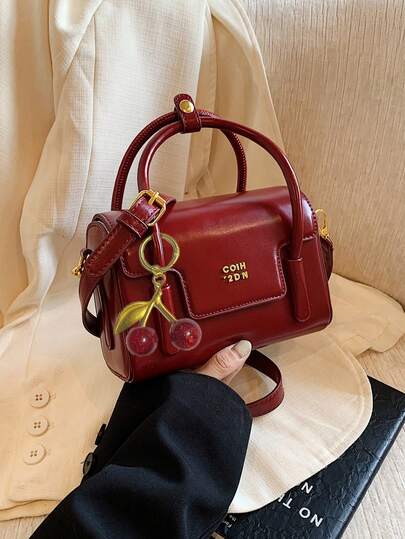 Luxury Elegant Box Bag For Women, New Fashion Handbag, Retro Red Color Shoulder Crossbody Small Square Bag