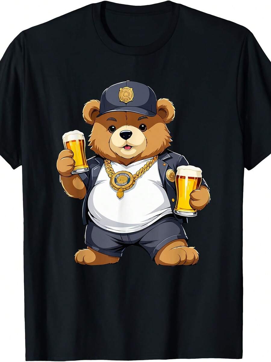 Big Fat Teddy Bear  In Hip Hop Street Clothes T-Shirt - Style 27 - View 1