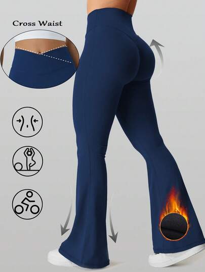 RUNONWHEELS 5 Yoga Leggings For Women - Butt Lifting & Tummy Control High Waist Flared Pants, Thermal Lined Thermal Winter Leggings For Fitness And Daily Wear