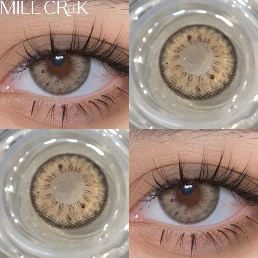 MILLCREEK Mill Creek 2片装年抛型自然色软性隐形眼镜，采用优质水凝胶材料制成，多种颜色可选，包括蓝色、棕色、灰色，镜片直径14.2毫米。