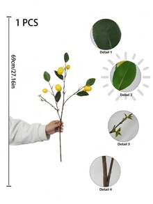 3 Pieces, Artificial Lemon Fruit Branches, Artificial Plant Artificial Flower Lemon Branches, Fresh And Simple Style, Suitable For Home Indoor And Outdoor Decoration, Outdoor Decoration, Festival Decoration, Bedroom And Living Room Decoration, Kitchen And Bathroom Decoration, Table Decoration, Entrance Hall And Study Decoration, Office Decoration, Hotel And Restaurant Decoration Artificial Plants