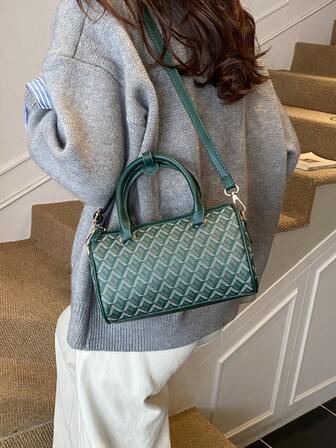 SHIMEINI 1 件 2025 新款时尚复古花卉波士顿单肩托特包，适合女性日常使用、工作通勤、度假旅行、节日、约会、礼物