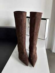 Stivali da equitazione a punta alta, slim fit, a metà polpaccio, colore cachi, nuovi per la primavera-autunno-inverno 2025, scarpe da donna, stivali con tacco a gattino, adatti per feste