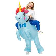 1 pieza de disfraz inflable de unicornio para adultos - Azul vibrante con manas y colas de arcoíris, tejido de punto de poliéster, perfecto para Halloween y fiestas, disfraz de fiesta | Diseño juguetón | Diseño inflable, Disfraz de unicornio inflable para adultos, poliéster, para Halloween, bodas, fiestas de ducha de novia, cumpleaños, fiestas de soltero, graduaciones, actuaciones escolares, eventos de baile - Celeste - Ver 3