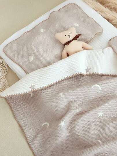 بطانية طفل بتصميم النجوم والقمر والفيونكة، بطانية متعددة الاستخدامات للرضع، مناسبة للخريف والشتاء