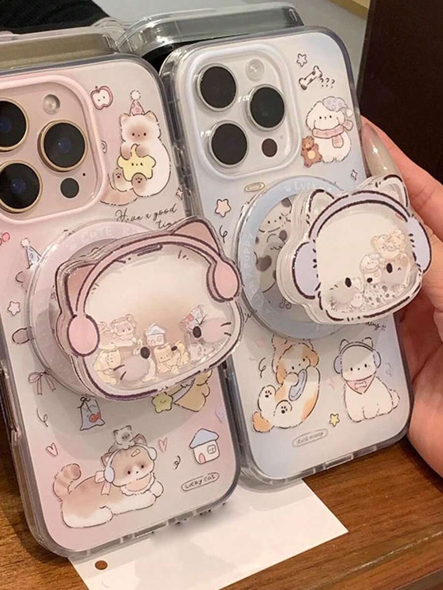 一套可爱猫咪摇晃手机磁吸支架，可伸缩强力磁吸手机支架，送给朋友、女朋友、闺蜜和家人的礼物 - 彩色 - 查看 1