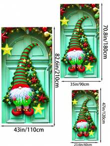 1 Stück Weihnachts-Zwerg als Weihnachtsbaum mit Sternen & Lichtern Türbanner, charmanter Stil Polyester Tür - geformte hängende Flagge mit exquisiten Stern-, Ornament- & Kranzdetails, wiederverwendbar & leicht für Veranda, Eingangsbereich Dekoration, ideal für Weihnachtszeit, Familienfeiern & Feiertags-Atmosphäre
