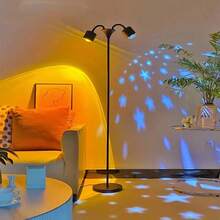 Dual-Head Color Changing LED Floor Lamp With Remote Control, USB Powered Adjustable RGB Ambient Lighting, Modern Decorative Floor Lamp For Living Room, Bedroom, Gaming Corner, And Home Decor - đen - Xem 4