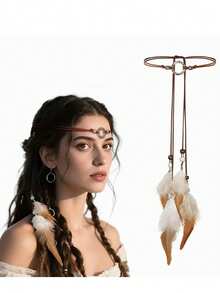 1件优雅圣诞嘉年华派对表演头带 - 轻盈涤纶和布料波西米亚北欧风配饰