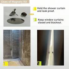 Imanes laterales para cortina de ducha para mantener la cortina cerrada a la pared - Clips magnéticos laterales de la ducha, protección contra salpicaduras para mantener en la bañera, 8 piezas de tamaño grande, color plateado - Grande - Ver 3