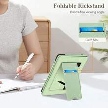 Fintie Kindle Case For 7"/6.8" Paperwhite (12th/11th Gen, 2024/2021), Kindle Colorsoft Signature – Slim Foldable Stand Cover With Hand Strap, Auto Sleep/Wake, Vintage Brown – Fits Kindle Case Paperwhite 12th Gen, 11th Generation, 7 Inch, With Handle & Card Slot - Sage Green - 查看 5