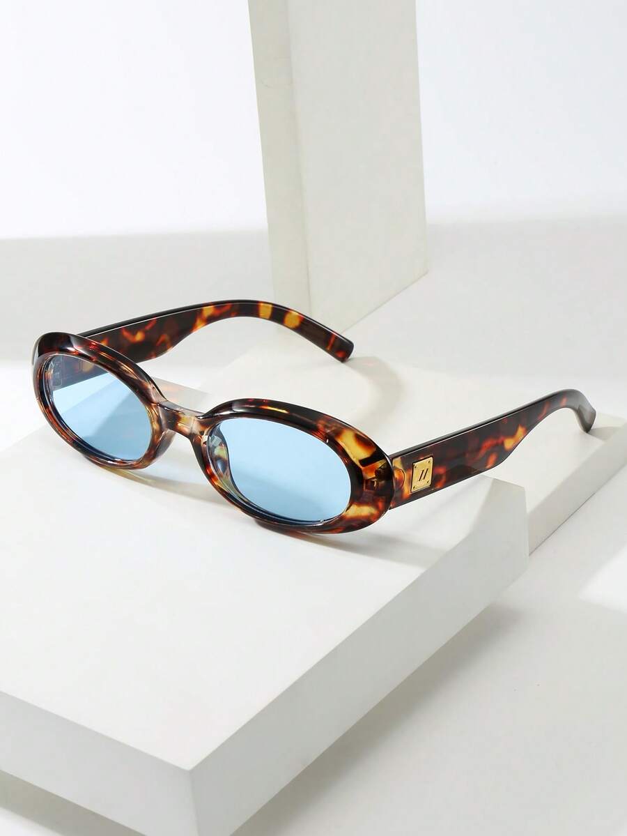 1 pieza Gafas ovaladas de marco pequeño de alta calidad y minimalistas de moda para mujeres (adecuadas para conducir, uso casual, vacaciones, viajes, fiestas y uso diario)