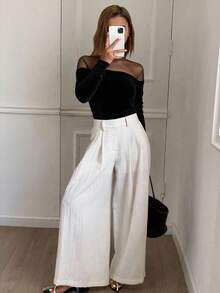 Livesso 女士网纱长袖衬衫/T恤外出上衣，新年夜，秋季女装嘉年华