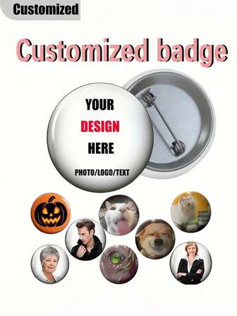 Custom Button Pin Badge, Personalized Printing Of Any Text, Photo Or Image, Promotion, Work, Birthday, Christmas Gift Fashion, Cute, Adorable, Simple, Fall Fashion, Unisex, 2000s Fashion Customization, Personalized, Unique, Customized Ideal Gift For Him/Her, Boyfriend, Girlfriend, Family, Friends, Pets, Grandparents, Children's Graduation, Wedding, Christmas, Winter, Fall/Autumn, Holiday Finds, Winter Fashion