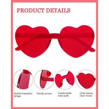 Heart Shaped S Heart Glasses Rimless Transparent Glasses Colorful Rave Party Favors - (1 Pack) Red - View 4