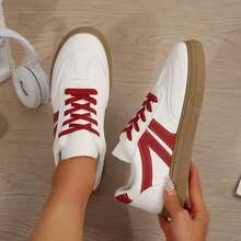 Spring Autumn Womens Shoes Modern Casual Sporty Colorblock Patchwork Upper German Training Sneakers Tennis Shoes Sneakers Outdoor Office Work Walking Travel Sport - Đỏ và trắng - Xem 2