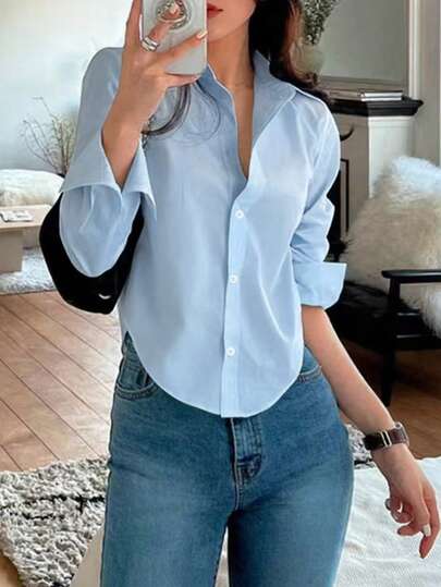 Blusa elegante y versátil de estilo minimalista para mujer