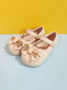 1 par de bailarinas casuales de unicolor para niñas con decoración de mariposa, cómodas, antideslizantes y ligeras, adecuadas para uso en exteriores, otoño/invierno