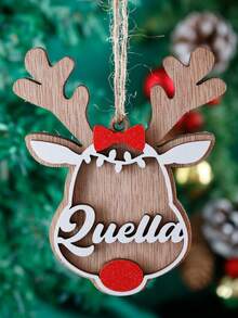 Custom Elk Bow Christmas Decorations With Name, Personalized Wooden Double-Layer Hanging Ornaments, Christmas Gifts, Customized Christmas Tree Decorations, Customizable Christmas Ornaments, Christmas Decor, Merry Christmas, Living Room Decor, Family, Mom, Dad - Style B - View 5