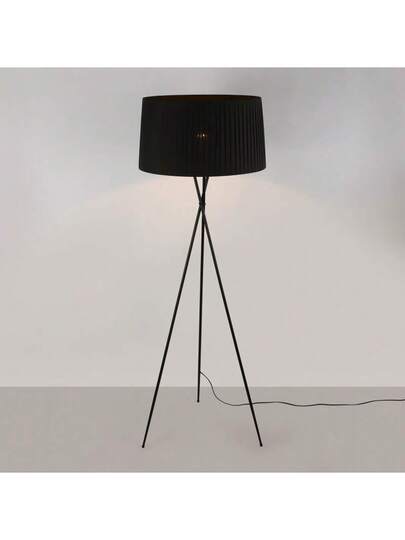 Alpinaluz London Tripod Vloer Lamp Moderne Nordic 60cm Round Zwart Textile Shade, E27, Height 168cm view 4