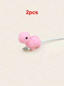 1pc Dinosaur Design Data Cable Protector Charger Protector - Pink - View 5
