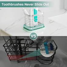 Shower Toothbrush Holder For Bathroom, Stainless Steel Tooth Brush Organizer Storage Caddy, Sink Toothpaste Holder Stand Tray, Silver Bathroom Countertop Accessories Decor - 銀色 - 查看 4