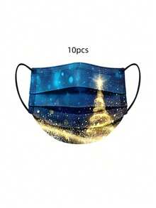 10pcs Christmas Masks, Disposable Christmas Mask Series, Comfortable And Breathable Disposable Windproof, Christmas Costume Props, Unisex Christmas Masks, Christmas Gifts New Year Gifts