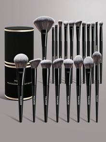 MAANGE 7/15/20/21pcs Soft Multifunctional Makeup Brush Set, Includes Face Brush, Powder Brush, Blush Brush, Concealer Brush, Contour Brush, Nose Brush, Eyeshadow Brush, Detail Brush, Foundation Brush, Highlighter Brush. High-Quality Synthetic Bristles, Durable, Suitable For Daily Facial Makeup, Can Be Used For Liquid, Cream And Powder Products. Can Be Used For Stippling, Blending And Facial Cleansing. Beauty Accessories, Great Gift For Women And Girls. - Black - View 16