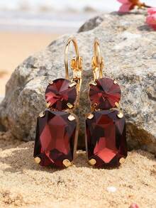 sehuoran Kupferlegierung einfache französische Haken handgefertigte hochwertige K9 Glas Damen Ohrringe